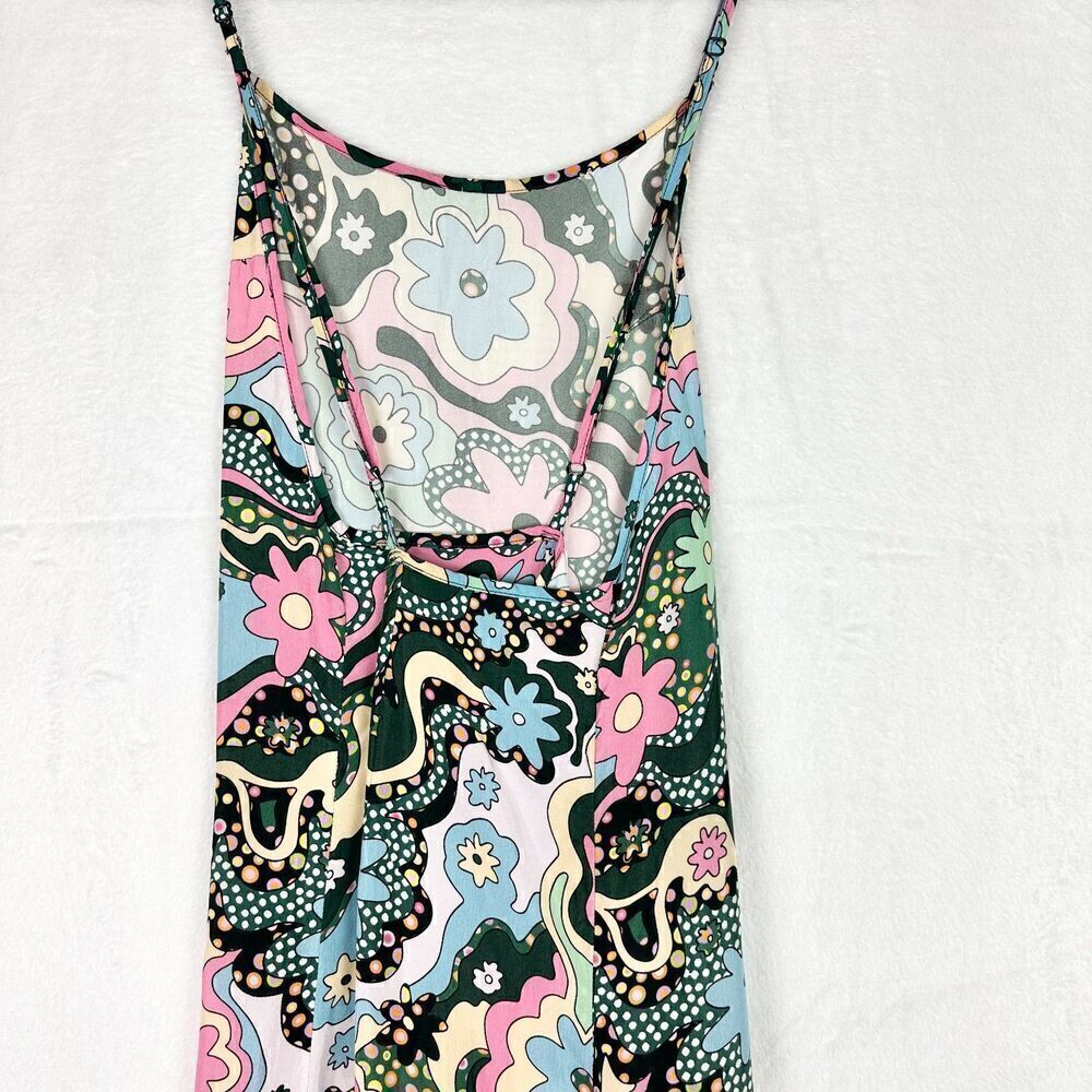 Celia B Retro Floral Maxi Dress Size XS Spaghetti Strap Vibrant Colorful - Picture 6 of 8